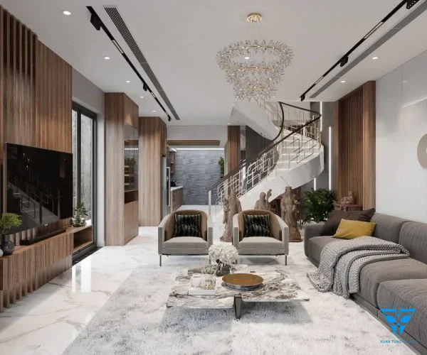Thiết kế nội thất nhà phố đồng bộ phong cách hiện đại và sang trọng